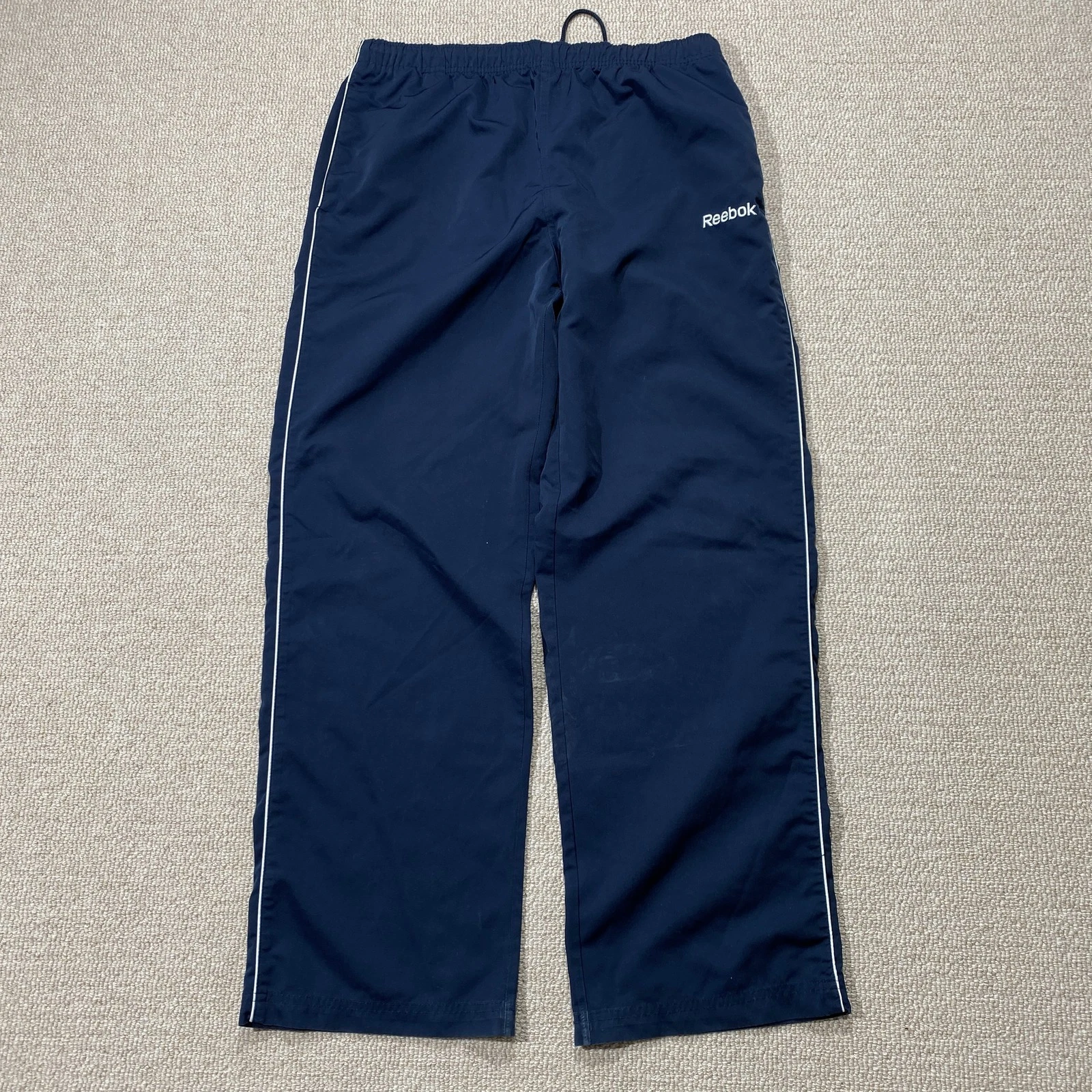 Vintage Reebok Tracksuit Bottoms Mens Medium Baggy Navy Shell Track Pants 90s