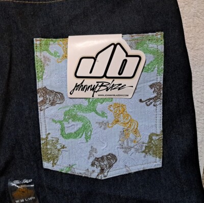 Vintage Johnny Blaze Jean Shorts Tiger Dragon 38x14 1/2 Vintage Johnny Blaze Jean Shorts Tiger Dragon 38x14 1/2