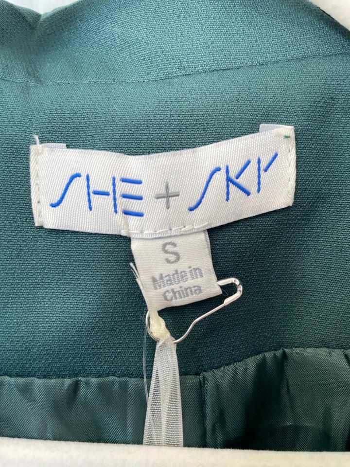 She + Sky Double Breasted Blazer Jacket Women S Green Career Business Casual NEW - Image 3 of 4