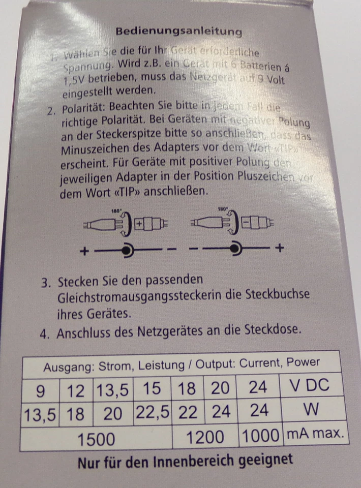 1500mA Schaltnetzteil, regelbar 9-24V DC, stabilisiert, kurzschlußfest, 100-240V - Bild 3 von 3