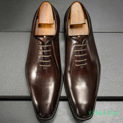 Vintage Oxford Dress Shoes Handmade Mens Leather Business British Wedding Brogue