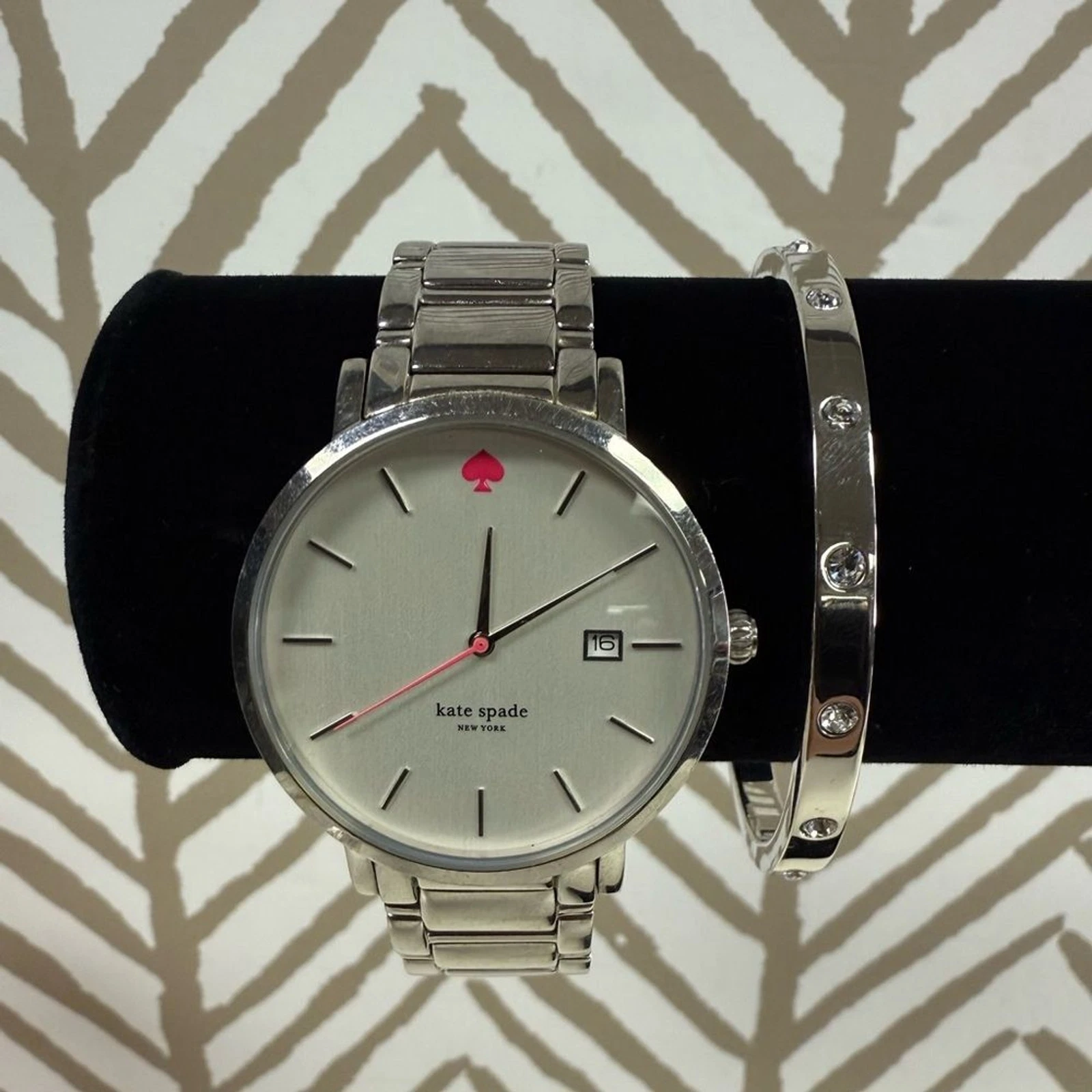 Orologio Kate Spade Argento Gramercy e Bracciale Cerniera "Set In Stone" Set 2 Pezzi