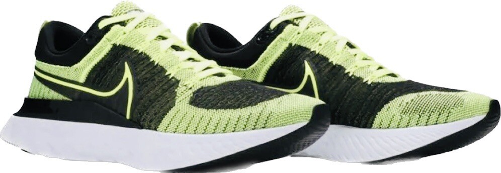 Nike React Infinity Run Flyknit 2 Black White Volt Green Men Size 11.5 CT2357700