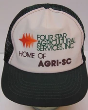 Vtg 1990s FOUR STAR AGRICULTURAL SERVICE AGRI-SC Snapback Hat Trucker Cap USA