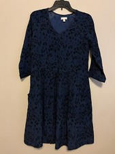 Garnet Hill Womens Size 4 Dress Blue Animal Print Pockets