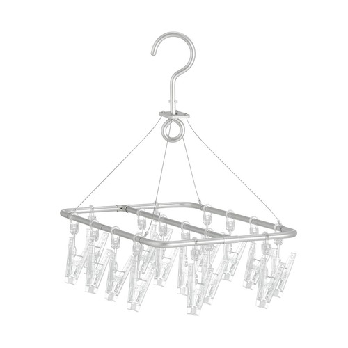 MUJI Aluminum Square Laundry Hanger Small Dry Hanging Rack 16 Clips ...