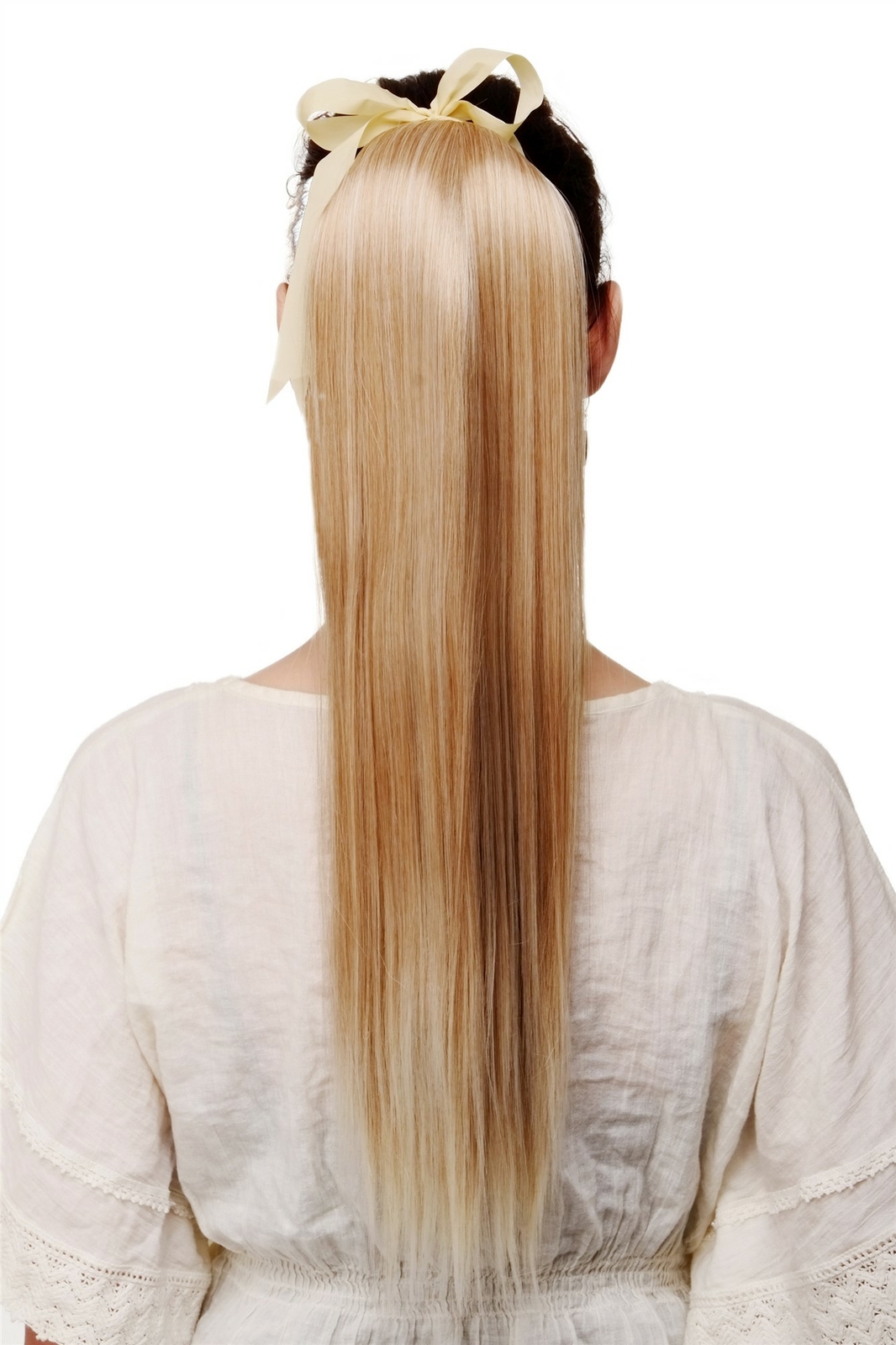 Platinum Blonde 60cm Smooth Long Ponytail Hairpiece with Hook Comb