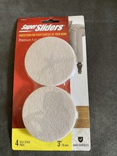 Super Sliders 4 Self-Stick Pads 3" Round Self Adhesive Felt Hard Surface Slider