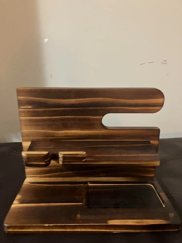 Wood Phone Docking Charging Station Nightstand Desk Organizer Keys Gift for Men