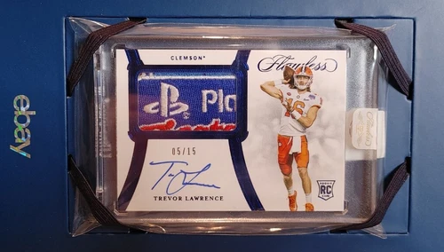 TREVOR LAWRENCE Patch Auto Rookie Card 2021 Panini Flawless Collegiate Sapphire