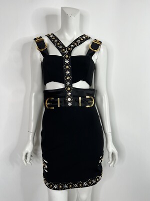 Versace AW2019 Black Bondage Medusa Studded Dress IT42 | eBay