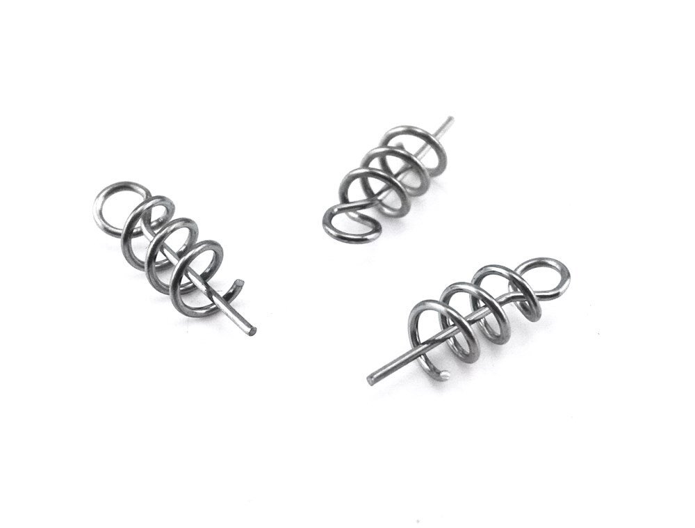 100pcs Spring Twist Lock Fishing Hook Centering Pin for Soft Lure Bait WormCrank