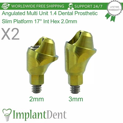 2x Winkel Multi Unit 1.4 Dental Prothese Slim Platform 17° Int Hex 2.0mm