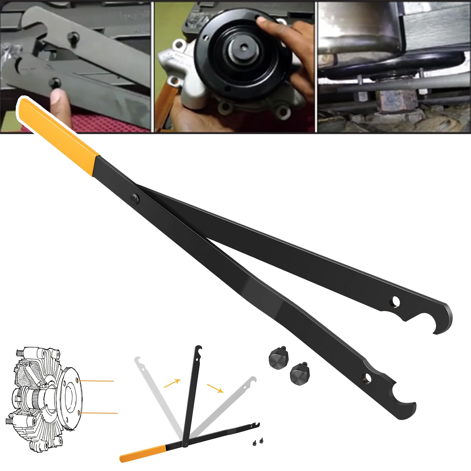 Heavy-Duty 3900 Pulley Holder Tool for Ford Dodge GM Jeep Fan Clutch Removal