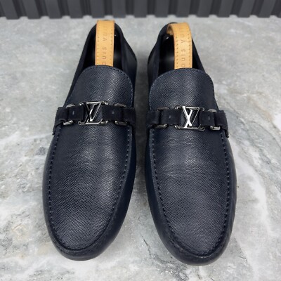 Louis Vuitton Hockenheim Moccasin Gray Taiga Leather 9.5 LV 10.5