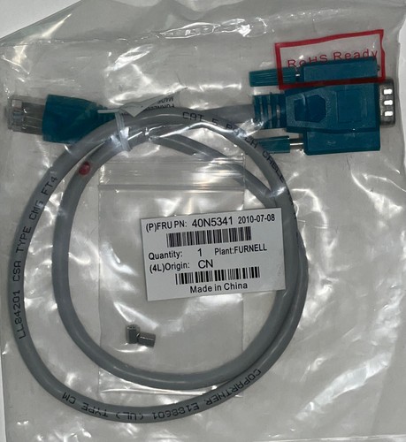 Cable de datos SurePOS IBM 40N5341 / DB9 a RJ-45 genuino fabricante de equipos originales 0,75 m *NUEVO* - Imagen 1 de 5