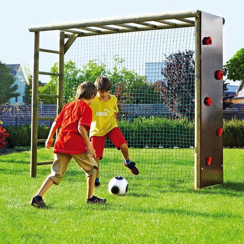 Fußballtor mit Kletterwand für Kinder Garten Fußballwand Spielturm