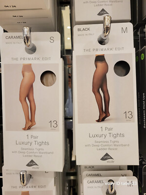 Primark Caramel / Black 1 Pair Luxury Tights 13 Denier Seamless S M L XL