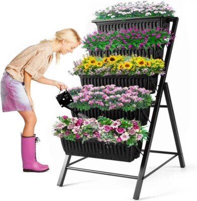 5 Tiers Vertical Raised Garden Bed Elevated Planter Box for Herbs Vegetables NEW