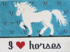 I Love Horses Hand Painted Needlepoint Canvas