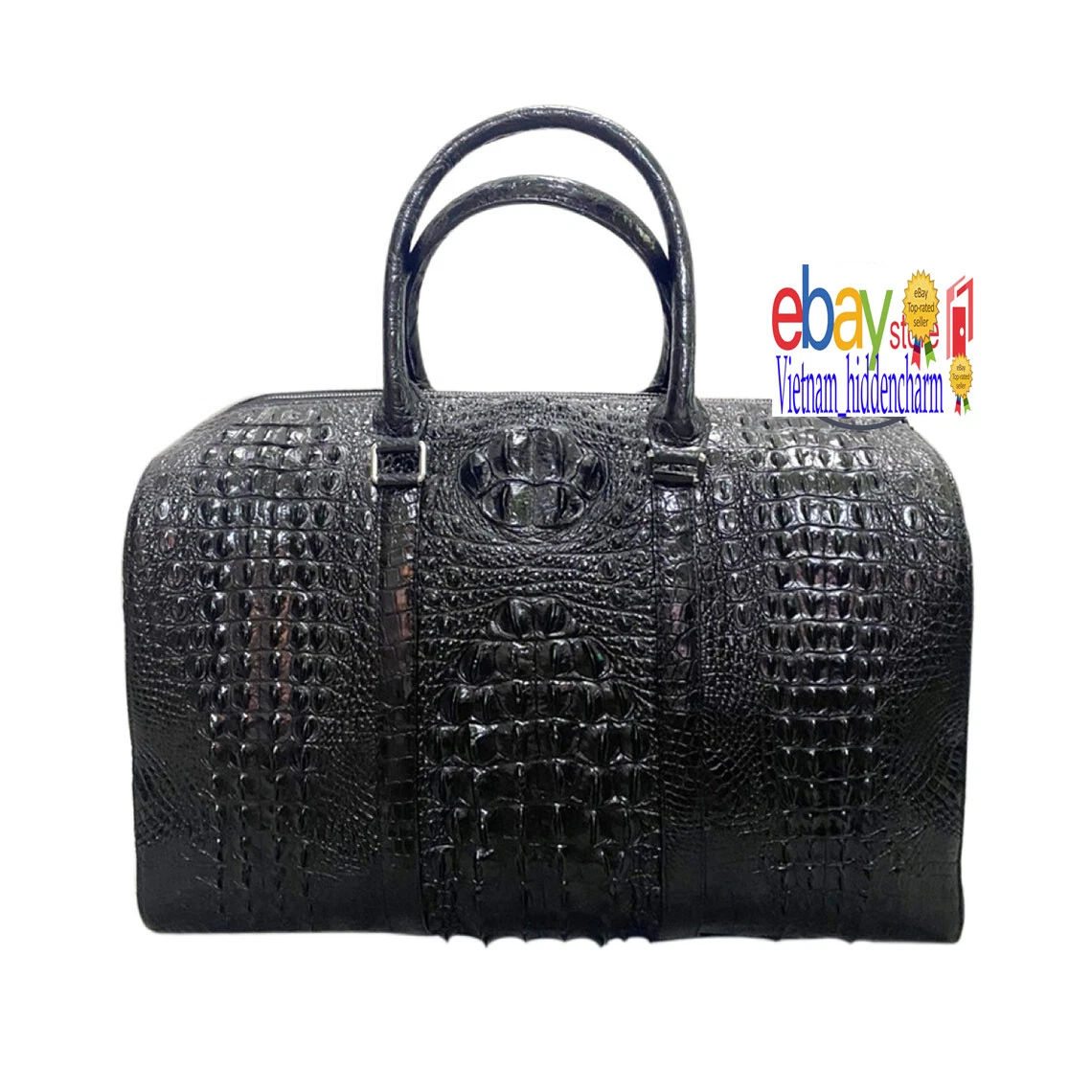 Crocodile Leather Travel Weekender Overnight Duffel Bag