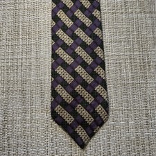 Nautica Men's Silk Tie Made in USA Black, Gold, Purple Weave Pattern 57” X 4”