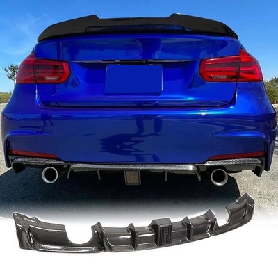 Carbon Fiber Rear Bumper Diffuser Lip W/Light For BMW F30 F35 320i 330i M-Sport