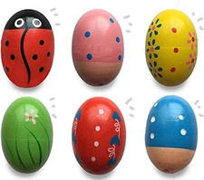 6 Pack Wooden Percussion Musical Shake Eggs Shakers for Kids Boys Girls Toddlers