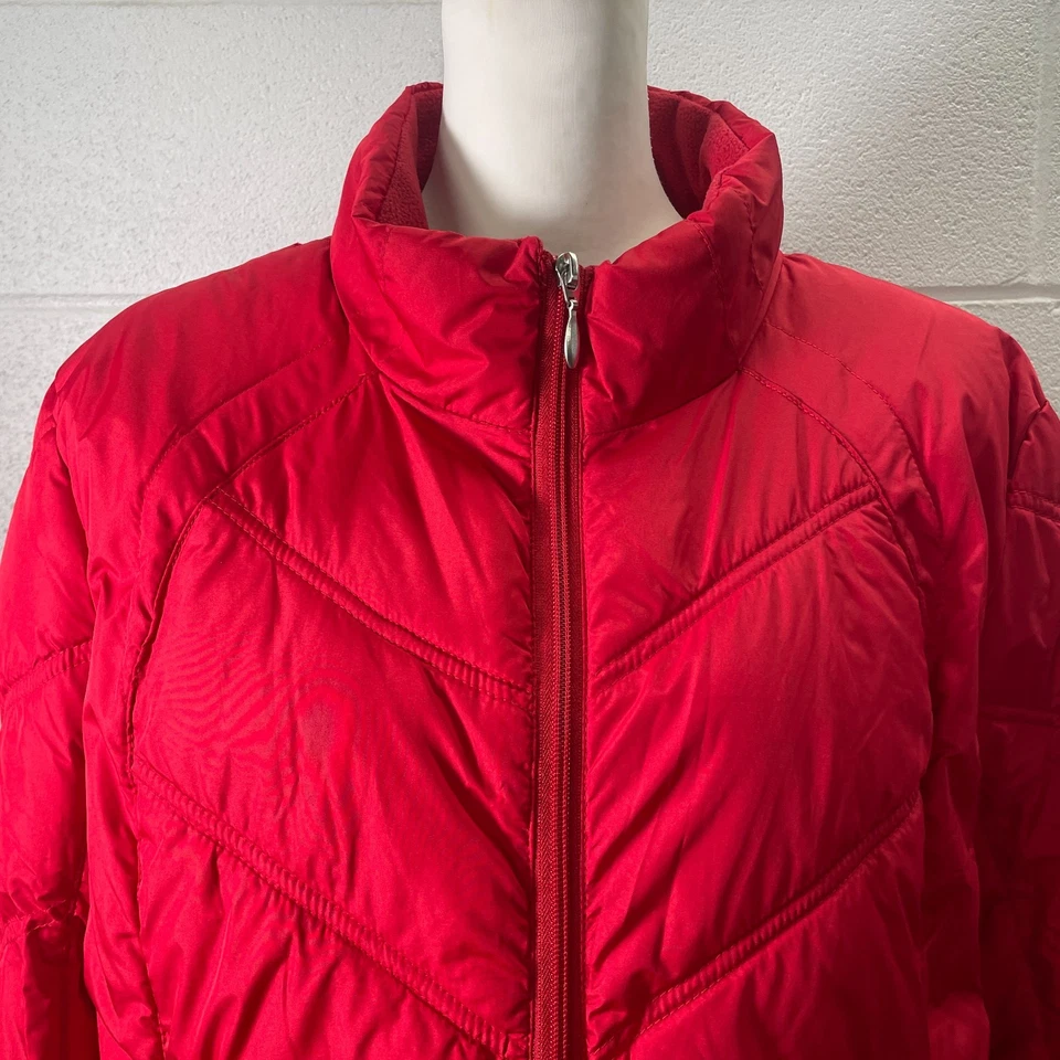 Chaquetas acolchadas Athletic Works para mujer XL 18-18 rojas cuello falso cremallera completa manga larga Foto 3 de 4