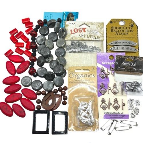 Mixed Lot Beads Jewelry Supplies Findings Glass Stone Ceramic Metal Variety