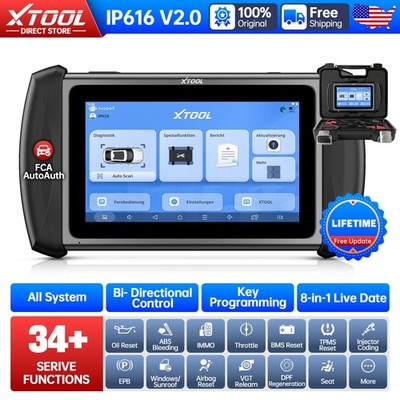 XTOOL IP616 V2.0 Bidirectional OBD2 Scanner Diagnostic Tool Key Fob 34+Services