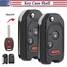 2 Modified Flip Key Shell Remote Case Fob For Honda Accord Civic CRV Polit Fit