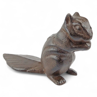 #ad #ad Brown Cast Iron Chipmunk Figurine Statue Garden Tree Stump Porch Decor $23.95