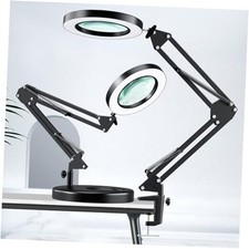 HITTI 10X Magnifying Glass with Light, 1,800 Lumens 10X Base  Clamp Black