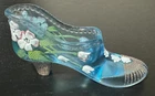 VTG FENTON GLASS HAND PAINTED SIGNED STAMPED PRINCESS SLIPPER RARE #4