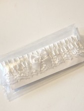 Lace Wedding Garter with Bow Bridal Garter Stretchy Garter for Bride Party White