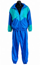 Vintage 1992 Color Block Tracksuit Size Large Blue Teal Windbreaker Jacket Pants