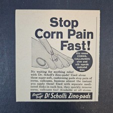 1964 Super Soft Dr Scholl's Zino-Pads Vintage Print Ad Remove Corns Callouses