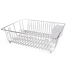 Stainless Steel Dish Drainer Rack Kitchen Sink Drying Mat Utensil Holder