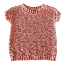 Cherokee Sweater Shirt Knitted Short Sleeve Glitter Thread Girls Size S/P 6-6X 