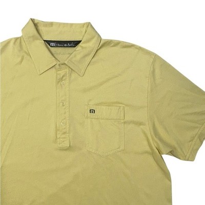 Travis Mathew Men's Yellow Polo Golf Shirt Large 4 Button Casual