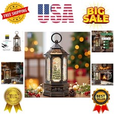 12-Inch Classic Christmas Snow Globe Lantern - Glittering Music Box Decor