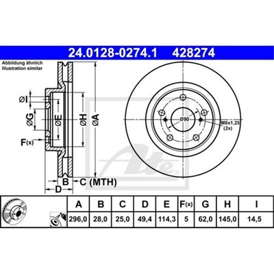 ATE Bremsscheiben vorne Ø296 mm für Toyota Camry Stufenheck Avalon Aurion