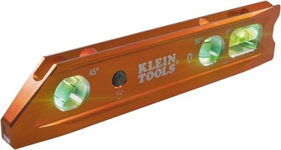 Klein Tools 935RBLT 9-Inch Lighted Torpedo Level Magnet V-Groove High-Visibility
