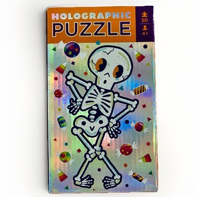Pumpkin Crocodile Creek Holographic 50 Piece Jigsaw Puzzle 10x15 Skeleton Candy