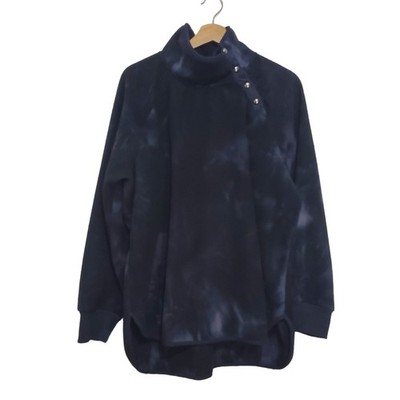 Green Tea Size XL Tie Dye Fleece Pullover Asymmetrical Snap Neckline and Pockets