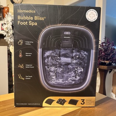 New Homedics Bubble Bliss Portable Heated Foot Spa Massager Soothing Lightweight