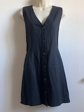 Abercrombie & Fitch Dress Womens LT Black Linen Blend Button Up Mini Shirt Dress
