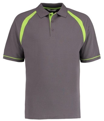 Kustom Kit Mens Short Sleeve Polo Shirts, Charcoal/Lime XX-Large KK615
