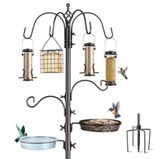 NestShld Bird Feeding Station Kit, 94Inch, 6Hook Metal Bird Feeder Pole